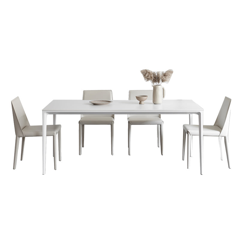 Modern Sintered Stone Table Set of 5/7 with Rectangle Table Dining Set with White Chairs Clearhalo 'Dining Room Sets' 'Dining Tables & Seating' 'dining_room_set' 'furn' 'furn_dining_room_set' 'Furniture' 'furniture_dining_room_set' 'Kitchen & Dining Furniture' 'kitchen&dining_furn' 'kitchen' 3413600