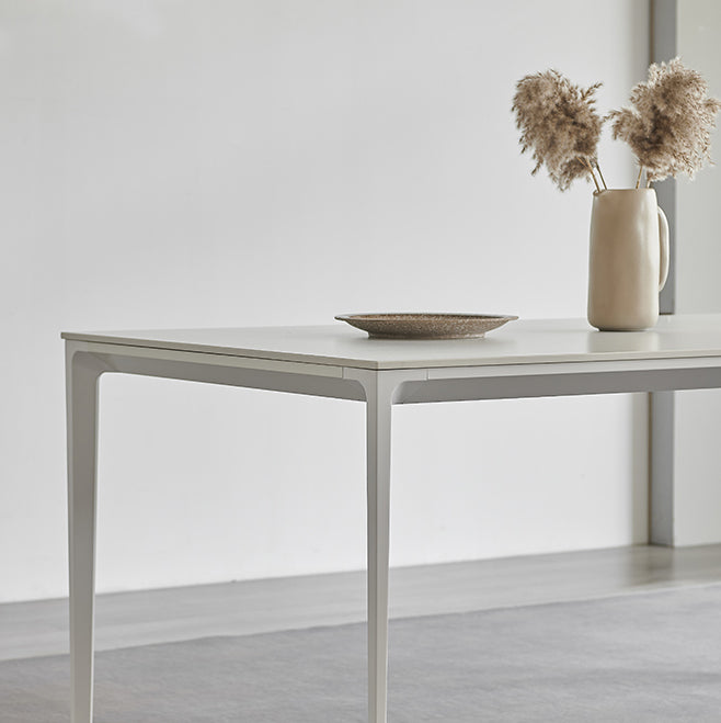 Modern Sintered Stone Table Set of 5/7 with Rectangle Table Dining Set with White Chairs Clearhalo 'Dining Room Sets' 'Dining Tables & Seating' 'dining_room_set' 'furn' 'furn_dining_room_set' 'Furniture' 'furniture_dining_room_set' 'Kitchen & Dining Furniture' 'kitchen&dining_furn' 'kitchen' 3413602