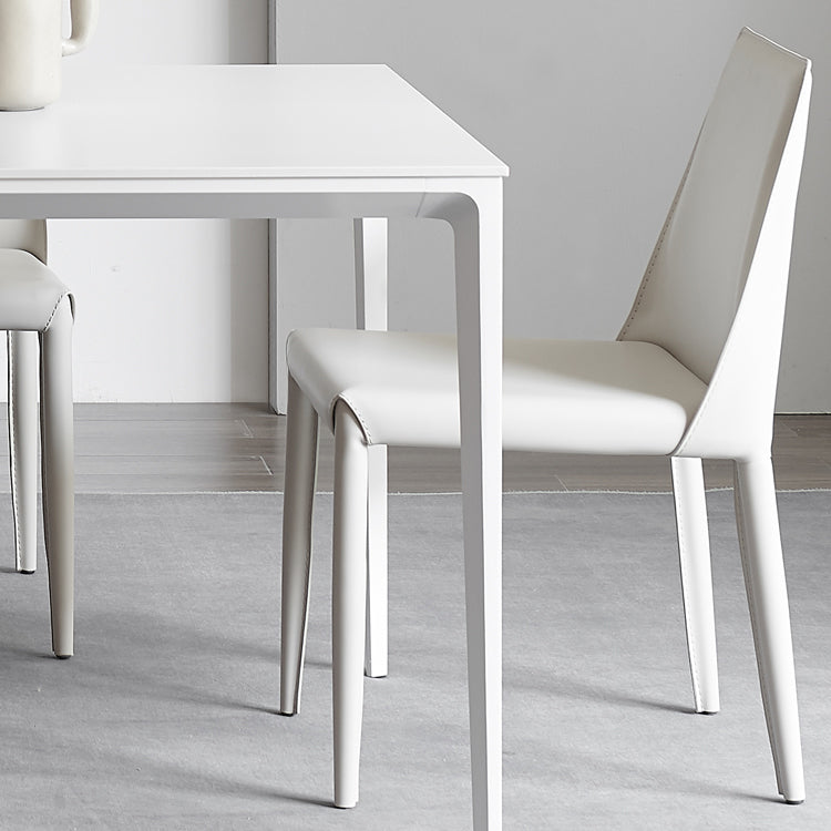 Modern Sintered Stone Table Set of 5/7 with Rectangle Table Dining Set with White Chairs Clearhalo 'Dining Room Sets' 'Dining Tables & Seating' 'dining_room_set' 'furn' 'furn_dining_room_set' 'Furniture' 'furniture_dining_room_set' 'Kitchen & Dining Furniture' 'kitchen&dining_furn' 'kitchen' 3413612