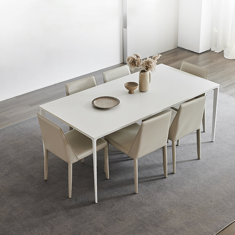 Modern Sintered Stone Table Set of 5/7 with Rectangle Table Dining Set with White Chairs Clearhalo 'Dining Room Sets' 'Dining Tables & Seating' 'dining_room_set' 'furn' 'furn_dining_room_set' 'Furniture' 'furniture_dining_room_set' 'Kitchen & Dining Furniture' 'kitchen&dining_furn' 'kitchen' 3413613