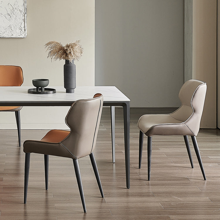 Modern Sintered Stone Table Set of 5/7 with Rectangle Table Dining Set with PU Leather Chairs Clearhalo 'Dining Room Sets' 'Dining Tables & Seating' 'dining_room_set' 'furn' 'furn_dining_room_set' 'Furniture' 'furniture_dining_room_set' 'Kitchen & Dining Furniture' 'kitchen&dining_furn' 'kitchen' 3413618