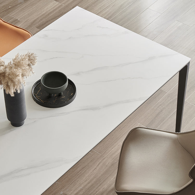 Modern Sintered Stone Table Set of 5/7 with Rectangle Table Dining Set with PU Leather Chairs Clearhalo 'Dining Room Sets' 'Dining Tables & Seating' 'dining_room_set' 'furn' 'furn_dining_room_set' 'Furniture' 'furniture_dining_room_set' 'Kitchen & Dining Furniture' 'kitchen&dining_furn' 'kitchen' 3413621