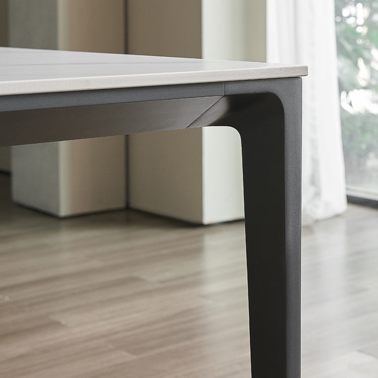 Modern Sintered Stone Table Set of 5/7 with Rectangle Table Dining Set with PU Leather Chairs Clearhalo 'Dining Room Sets' 'Dining Tables & Seating' 'dining_room_set' 'furn' 'furn_dining_room_set' 'Furniture' 'furniture_dining_room_set' 'Kitchen & Dining Furniture' 'kitchen&dining_furn' 'kitchen' 3413622