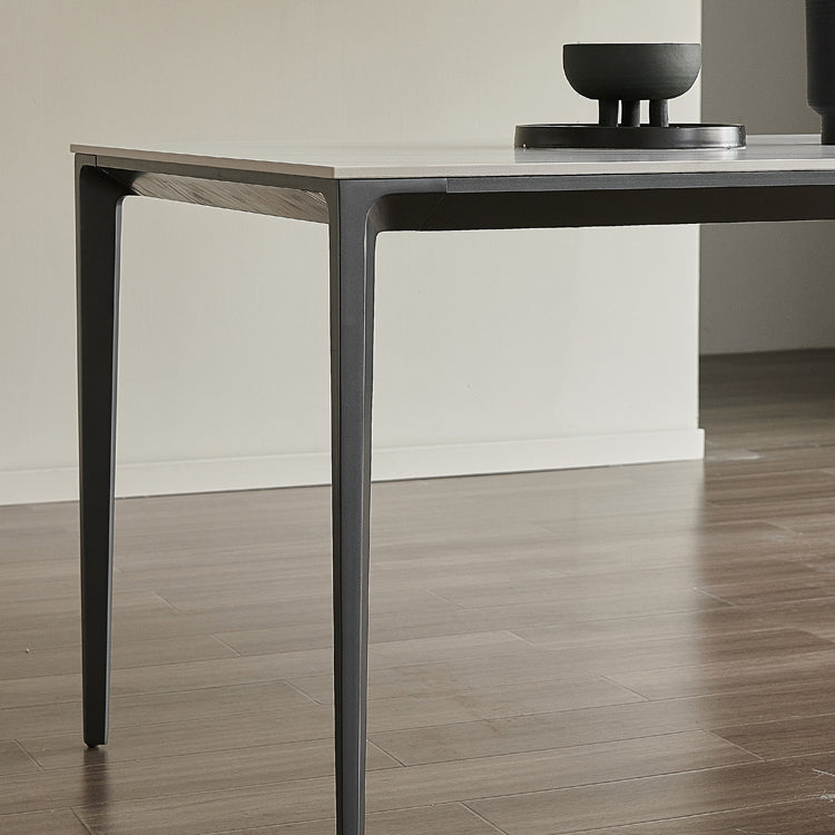 Modern Sintered Stone Table Set of 5/7 with Rectangle Table Dining Set with PU Leather Chairs Clearhalo 'Dining Room Sets' 'Dining Tables & Seating' 'dining_room_set' 'furn' 'furn_dining_room_set' 'Furniture' 'furniture_dining_room_set' 'Kitchen & Dining Furniture' 'kitchen&dining_furn' 'kitchen' 3413623