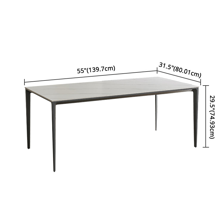 Modern Sintered Stone Table Set of 5/7 with Rectangle Table Dining Set with PU Leather Chairs Clearhalo 'Dining Room Sets' 'Dining Tables & Seating' 'dining_room_set' 'furn' 'furn_dining_room_set' 'Furniture' 'furniture_dining_room_set' 'Kitchen & Dining Furniture' 'kitchen&dining_furn' 'kitchen' 3413625