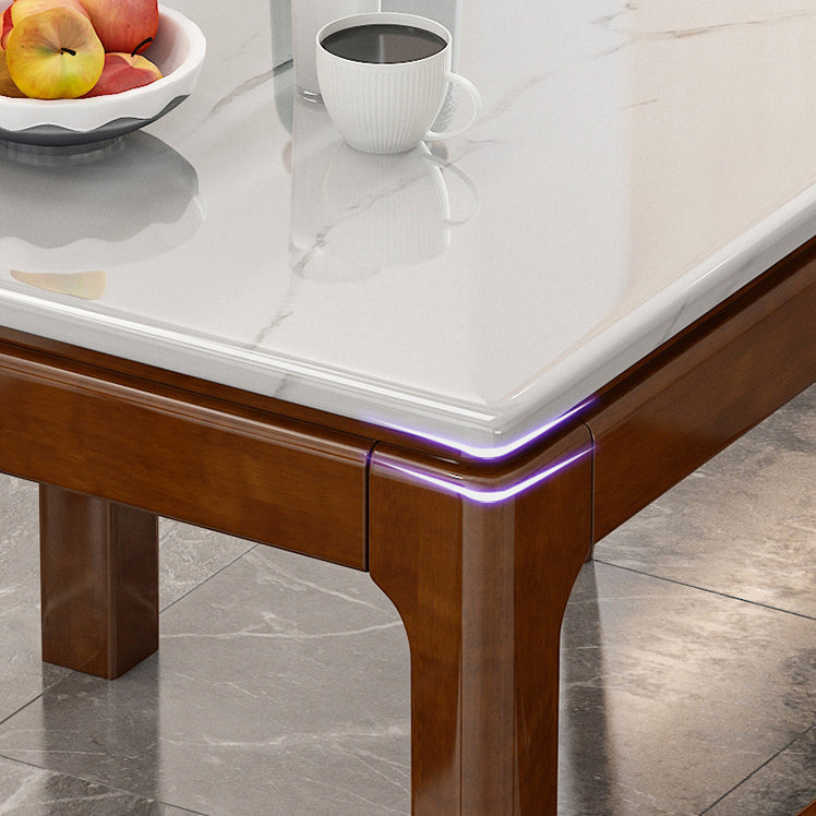 Traditional Fixed Marble Top Dining Room Table with 4 Solid Wood Legs for Kitchen Dining Set Clearhalo 'Dining Room Sets' 'Dining Tables & Seating' 'dining_room_set' 'furn' 'furn_dining_room_set' 'Furniture' 'furniture_dining_room_set' 'Kitchen & Dining Furniture' 'kitchen&dining_furn' 'kitchen' 3413636