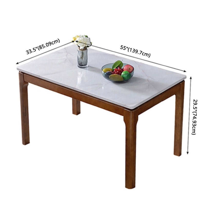 Traditional Fixed Marble Top Dining Room Table with 4 Solid Wood Legs for Kitchen Dining Set Clearhalo 'Dining Room Sets' 'Dining Tables & Seating' 'dining_room_set' 'furn' 'furn_dining_room_set' 'Furniture' 'furniture_dining_room_set' 'Kitchen & Dining Furniture' 'kitchen&dining_furn' 'kitchen' 3413640