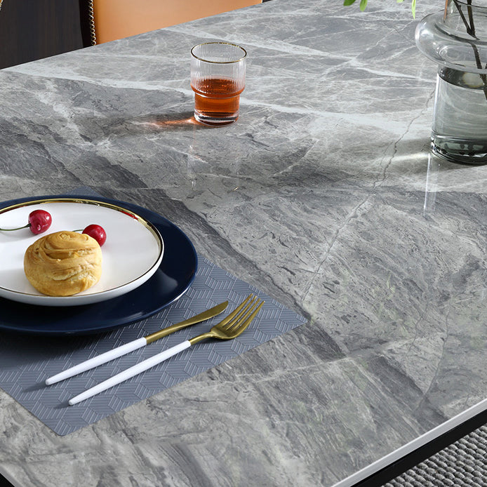 Modern Sintered Stone Table Set of 5/7 with Rectangle Table Dining Set with PU Leather Chairs Clearhalo 'Dining Room Sets' 'Dining Tables & Seating' 'dining_room_set' 'furn' 'furn_dining_room_set' 'Furniture' 'furniture_dining_room_set' 'Kitchen & Dining Furniture' 'kitchen&dining_furn' 'kitchen' 3413660