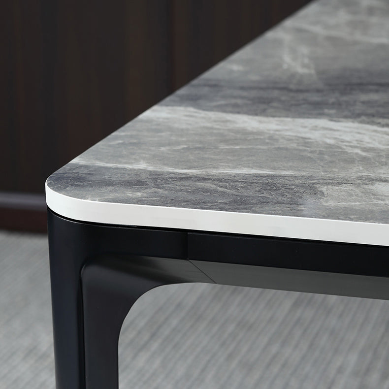 Modern Sintered Stone Table Set of 5/7 with Rectangle Table Dining Set with PU Leather Chairs Clearhalo 'Dining Room Sets' 'Dining Tables & Seating' 'dining_room_set' 'furn' 'furn_dining_room_set' 'Furniture' 'furniture_dining_room_set' 'Kitchen & Dining Furniture' 'kitchen&dining_furn' 'kitchen' 3413661