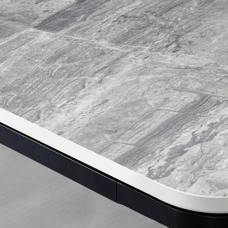 Modern Sintered Stone Table Set of 5/7 with Rectangle Table Dining Set with PU Leather Chairs Clearhalo 'Dining Room Sets' 'Dining Tables & Seating' 'dining_room_set' 'furn' 'furn_dining_room_set' 'Furniture' 'furniture_dining_room_set' 'Kitchen & Dining Furniture' 'kitchen&dining_furn' 'kitchen' 3413663