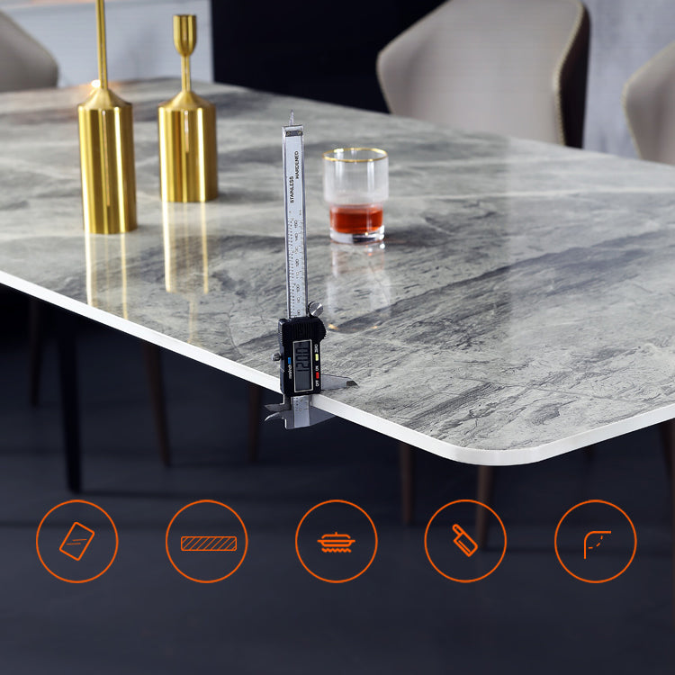 Modern Sintered Stone Table Set of 5/7 with Rectangle Table Dining Set with PU Leather Chairs Clearhalo 'Dining Room Sets' 'Dining Tables & Seating' 'dining_room_set' 'furn' 'furn_dining_room_set' 'Furniture' 'furniture_dining_room_set' 'Kitchen & Dining Furniture' 'kitchen&dining_furn' 'kitchen' 3413664