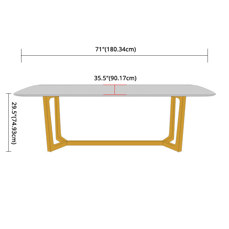 Glam Style Sintered Stone Dining Set with Traditional Height Table and Golds Trestle Base Clearhalo 'Dining Room Sets' 'Dining Tables & Seating' 'dining_room_set' 'furn' 'furn_dining_room_set' 'Furniture' 'furniture_dining_room_set' 'Kitchen & Dining Furniture' 'kitchen&dining_furn' 'kitchen' 3413679