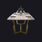 Glam Style Sintered Stone Dining Set with Traditional Height Table and Golds Trestle Base Clearhalo 'Dining Room Sets' 'Dining Tables & Seating' 'dining_room_set' 'furn' 'furn_dining_room_set' 'Furniture' 'furniture_dining_room_set' 'Kitchen & Dining Furniture' 'kitchen&dining_furn' 'kitchen' 3413682