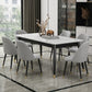 Contemporary Style Sintered Stone Dining Set with Traditional Height Table and 4 Black Legs Base Clearhalo 'Dining Room Sets' 'Dining Tables & Seating' 'dining_room_set' 'furn' 'furn_dining_room_set' 'Furniture' 'furniture_dining_room_set' 'Kitchen & Dining Furniture' 'kitchen&dining_furn' 'kitchen' 3413686