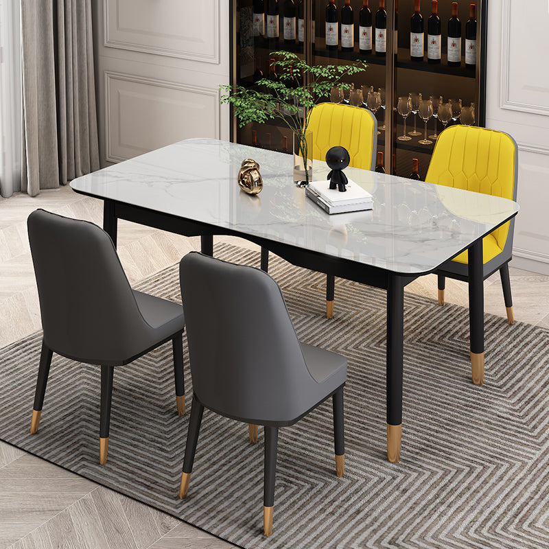 Dining Room Set Modern with Sintered Stone Dining Table and Cushion Chairs 5 Piece Set Clearhalo 'Dining Room Sets' 'Dining Tables & Seating' 'dining_room_set' 'furn' 'furn_dining_room_set' 'Furniture' 'furniture_dining_room_set' 'Kitchen & Dining Furniture' 'kitchen&dining_furn' 'kitchen' 3413698