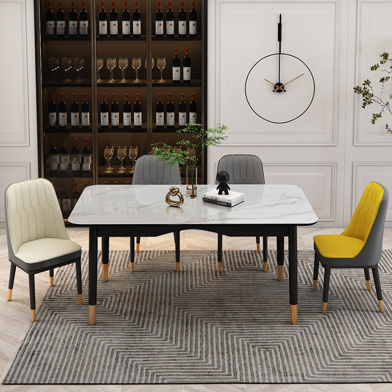 Dining Room Set Modern with Sintered Stone Dining Table and Cushion Chairs Clearhalo 'Dining Room Sets' 'Dining Tables & Seating' 'dining_room_set' 'furn' 'furn_dining_room_set' 'Furniture' 'furniture_dining_room_set' 'Kitchen & Dining Furniture' 'kitchen&dining_furn' 'kitchen' 3413700