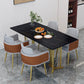Modern Sintered Stone Top Standard Dining Set White Rectangle Shape Dining Set with Double Pedestal Black Orange Clearhalo 'Dining Room Sets' 'Dining Tables & Seating' 'dining_room_set' 'furn' 'furn_dining_room_set' 'Furniture' 'furniture_dining_room_set' 'Kitchen & Dining Furniture' 'kitchen&dining_furn' 'kitchen' 3413714