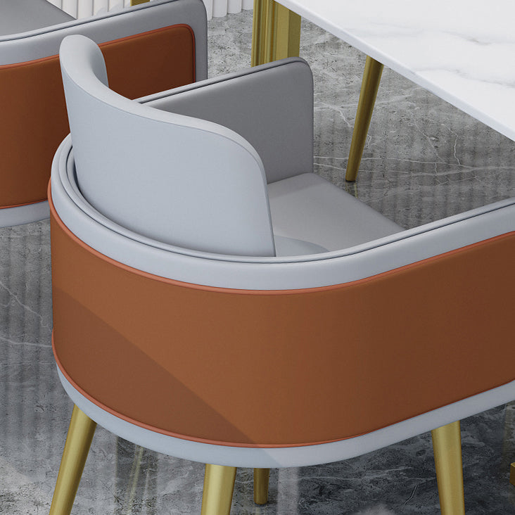 Modern Sintered Stone Top Standard Dining Set White Rectangle Shape Dining Set with Double Pedestal Clearhalo 'Dining Room Sets' 'Dining Tables & Seating' 'dining_room_set' 'furn' 'furn_dining_room_set' 'Furniture' 'furniture_dining_room_set' 'Kitchen & Dining Furniture' 'kitchen&dining_furn' 'kitchen' 3413718