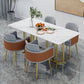 Modern Sintered Stone Top Standard Dining Set White Rectangle Shape Dining Set with Double Pedestal Clearhalo 'Dining Room Sets' 'Dining Tables & Seating' 'dining_room_set' 'furn' 'furn_dining_room_set' 'Furniture' 'furniture_dining_room_set' 'Kitchen & Dining Furniture' 'kitchen&dining_furn' 'kitchen' 3413727