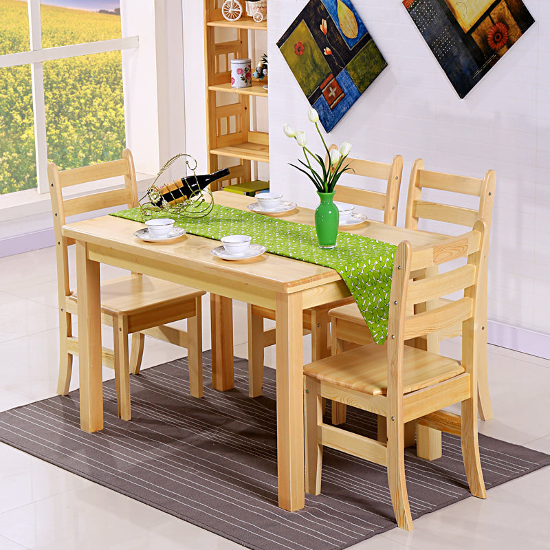 Modern Style Solid Wood Slate Dining Table Set Rectangular Formal Table with 4 Legs Base Clearhalo 'Dining Room Sets' 'Dining Tables & Seating' 'dining_room_set' 'furn' 'furn_dining_room_set' 'Furniture' 'furniture_dining_room_set' 'Kitchen & Dining Furniture' 'kitchen&dining_furn' 'kitchen' 3413729