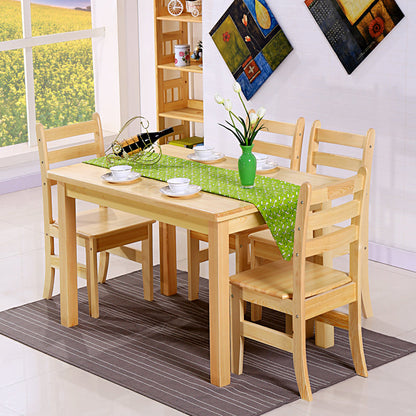 Modern Style Solid Wood Slate Dining Table Set Rectangular Formal Table with 4 Legs Base Clearhalo 'Dining Room Sets' 'Dining Tables & Seating' 'dining_room_set' 'furn' 'furn_dining_room_set' 'Furniture' 'furniture_dining_room_set' 'Kitchen & Dining Furniture' 'kitchen&dining_furn' 'kitchen' 3413729