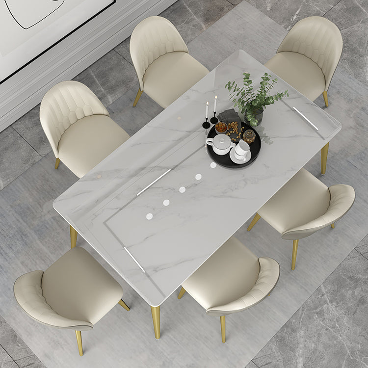 Minimalist Sintered Stone White Dining Set White Standard Dining Set for Kitchen Clearhalo 'Dining Room Sets' 'Dining Tables & Seating' 'dining_room_set' 'furn' 'furn_dining_room_set' 'Furniture' 'furniture_dining_room_set' 'Kitchen & Dining Furniture' 'kitchen&dining_furn' 'kitchen' 3413744