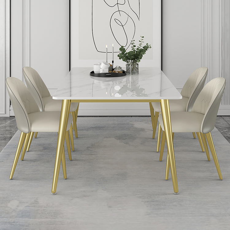 Minimalist Sintered Stone White Dining Set White Standard Dining Set for Kitchen Clearhalo 'Dining Room Sets' 'Dining Tables & Seating' 'dining_room_set' 'furn' 'furn_dining_room_set' 'Furniture' 'furniture_dining_room_set' 'Kitchen & Dining Furniture' 'kitchen&dining_furn' 'kitchen' 3413745