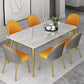 Minimalist Sintered Stone White Dining Set White Standard Dining Set for Kitchen Orange 7 Piece Set Clearhalo 'Dining Room Sets' 'Dining Tables & Seating' 'dining_room_set' 'furn' 'furn_dining_room_set' 'Furniture' 'furniture_dining_room_set' 'Kitchen & Dining Furniture' 'kitchen&dining_furn' 'kitchen' 3413746