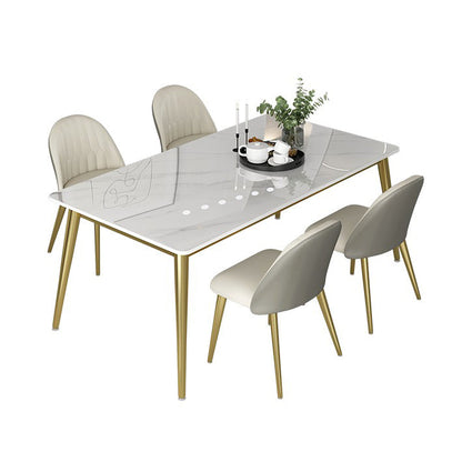 Minimalist Sintered Stone White Dining Set White Standard Dining Set for Kitchen White 5 Piece Set Clearhalo 'Dining Room Sets' 'Dining Tables & Seating' 'dining_room_set' 'furn' 'furn_dining_room_set' 'Furniture' 'furniture_dining_room_set' 'Kitchen & Dining Furniture' 'kitchen&dining_furn' 'kitchen' 3413747