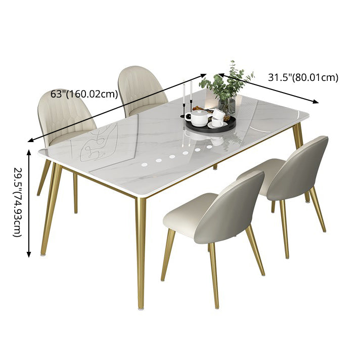 Minimalist Sintered Stone White Dining Set White Standard Dining Set for Kitchen Clearhalo 'Dining Room Sets' 'Dining Tables & Seating' 'dining_room_set' 'furn' 'furn_dining_room_set' 'Furniture' 'furniture_dining_room_set' 'Kitchen & Dining Furniture' 'kitchen&dining_furn' 'kitchen' 3413754