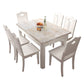 Minimalist Marble Dining Set with Rectangle Table White Dining Set with 4 Legs Base Clearhalo 'Dining Room Sets' 'Dining Tables & Seating' 'dining_room_set' 'furn' 'furn_dining_room_set' 'Furniture' 'furniture_dining_room_set' 'Kitchen & Dining Furniture' 'kitchen&dining_furn' 'kitchen' 3413762