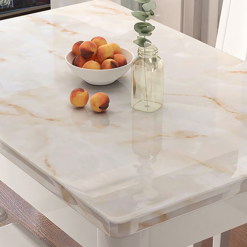 Minimalist Marble Dining Set with Rectangle Table White Dining Set with 4 Legs Base Clearhalo 'Dining Room Sets' 'Dining Tables & Seating' 'dining_room_set' 'furn' 'furn_dining_room_set' 'Furniture' 'furniture_dining_room_set' 'Kitchen & Dining Furniture' 'kitchen&dining_furn' 'kitchen' 3413763