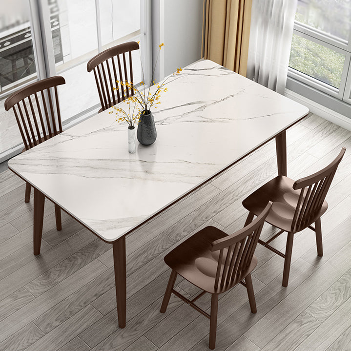 Contemporary Sintered Stone Top Standard Dining Set White for Kitchen Dining Set with 4 Legs Table 5 Piece Set Clearhalo 'Dining Room Sets' 'Dining Tables & Seating' 'dining_room_set' 'furn' 'furn_dining_room_set' 'Furniture' 'furniture_dining_room_set' 'Kitchen & Dining Furniture' 'kitchen&dining_furn' 'kitchen' 3413771