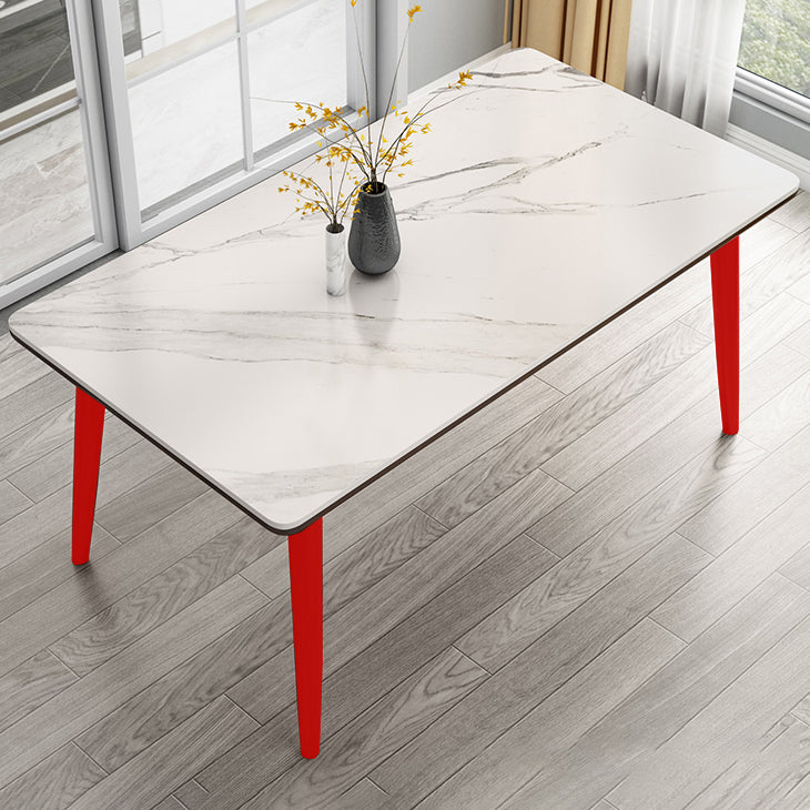 Contemporary Sintered Stone Top Standard Dining Set White for Kitchen Dining Set with 4 Legs Table Clearhalo 'Dining Room Sets' 'Dining Tables & Seating' 'dining_room_set' 'furn' 'furn_dining_room_set' 'Furniture' 'furniture_dining_room_set' 'Kitchen & Dining Furniture' 'kitchen&dining_furn' 'kitchen' 3413776