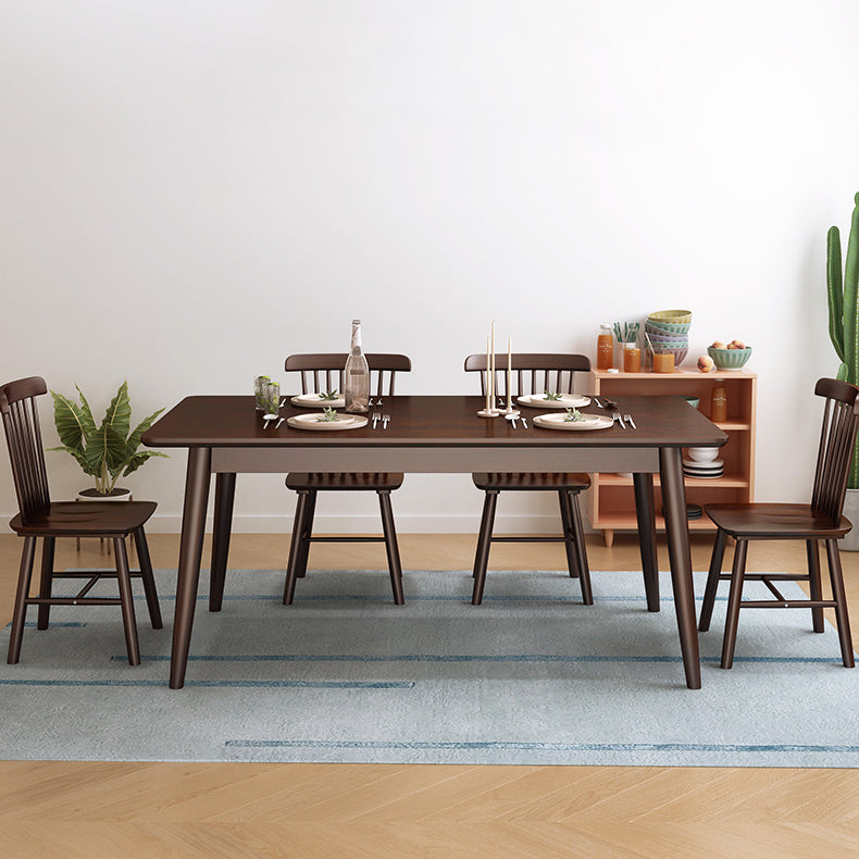 Minimalist Standard Solid Wood Dining Set Rectangle Shape for Kitchen Dining Set in Khaki Clearhalo 'Dining Room Sets' 'Dining Tables & Seating' 'dining_room_set' 'furn' 'furn_dining_room_set' 'Furniture' 'furniture_dining_room_set' 'Kitchen & Dining Furniture' 'kitchen&dining_furn' 'kitchen' 3413787