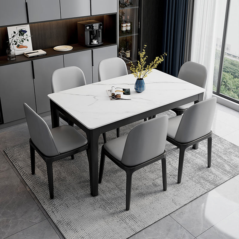 Contemporary Dining Set with Sintered Stone Dining Table and Cushion Chairs 7 Piece Set Clearhalo 'Dining Room Sets' 'Dining Tables & Seating' 'dining_room_set' 'furn' 'furn_dining_room_set' 'Furniture' 'furniture_dining_room_set' 'Kitchen & Dining Furniture' 'kitchen&dining_furn' 'kitchen' 3413800