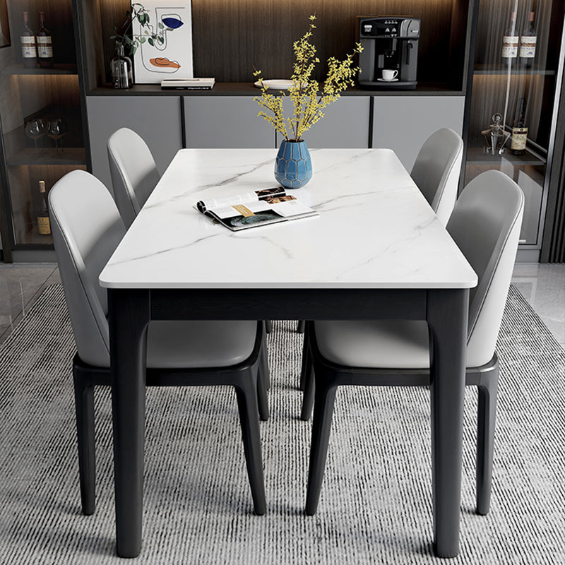 Contemporary Dining Set with Sintered Stone Dining Table and Cushion Chairs 5 Piece Set Clearhalo 'Dining Room Sets' 'Dining Tables & Seating' 'dining_room_set' 'furn' 'furn_dining_room_set' 'Furniture' 'furniture_dining_room_set' 'Kitchen & Dining Furniture' 'kitchen&dining_furn' 'kitchen' 3413802