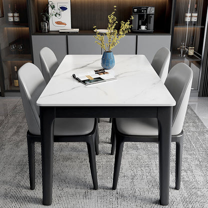 Contemporary Dining Set with Sintered Stone Dining Table and Cushion Chairs 5 Piece Set Clearhalo 'Dining Room Sets' 'Dining Tables & Seating' 'dining_room_set' 'furn' 'furn_dining_room_set' 'Furniture' 'furniture_dining_room_set' 'Kitchen & Dining Furniture' 'kitchen&dining_furn' 'kitchen' 3413802