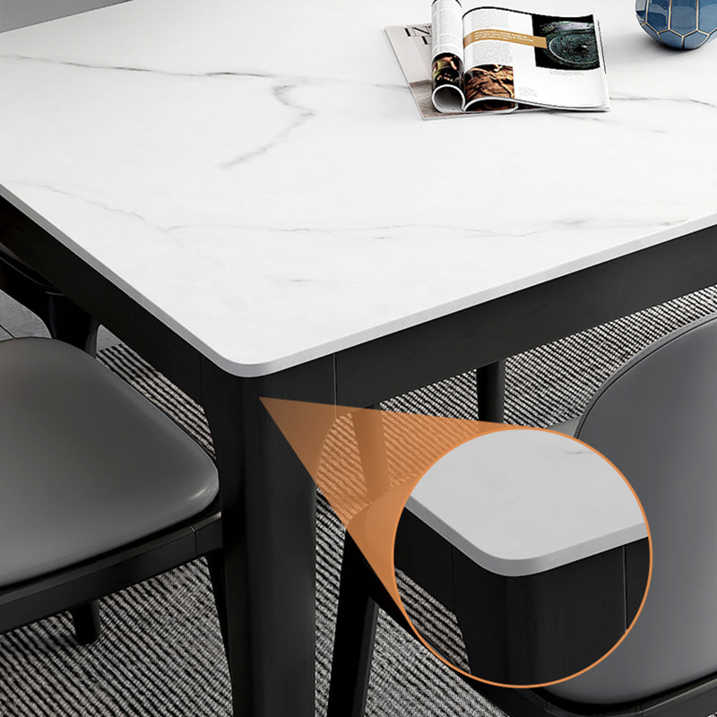 Contemporary Dining Set with Sintered Stone Dining Table and Cushion Chairs Clearhalo 'Dining Room Sets' 'Dining Tables & Seating' 'dining_room_set' 'furn' 'furn_dining_room_set' 'Furniture' 'furniture_dining_room_set' 'Kitchen & Dining Furniture' 'kitchen&dining_furn' 'kitchen' 3413805