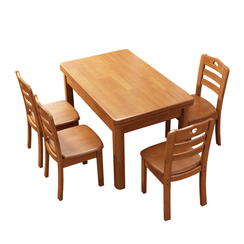 Contemporary Dining Table Sets with Solid Wood Dining Table and Chairs 5 Piece Set Clearhalo 'Dining Room Sets' 'Dining Tables & Seating' 'dining_room_set' 'furn' 'furn_dining_room_set' 'Furniture' 'furniture_dining_room_set' 'Kitchen & Dining Furniture' 'kitchen&dining_furn' 'kitchen' 3413814