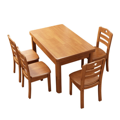 Contemporary Dining Table Sets with Solid Wood Dining Table and Chairs 5 Piece Set Clearhalo 'Dining Room Sets' 'Dining Tables & Seating' 'dining_room_set' 'furn' 'furn_dining_room_set' 'Furniture' 'furniture_dining_room_set' 'Kitchen & Dining Furniture' 'kitchen&dining_furn' 'kitchen' 3413814