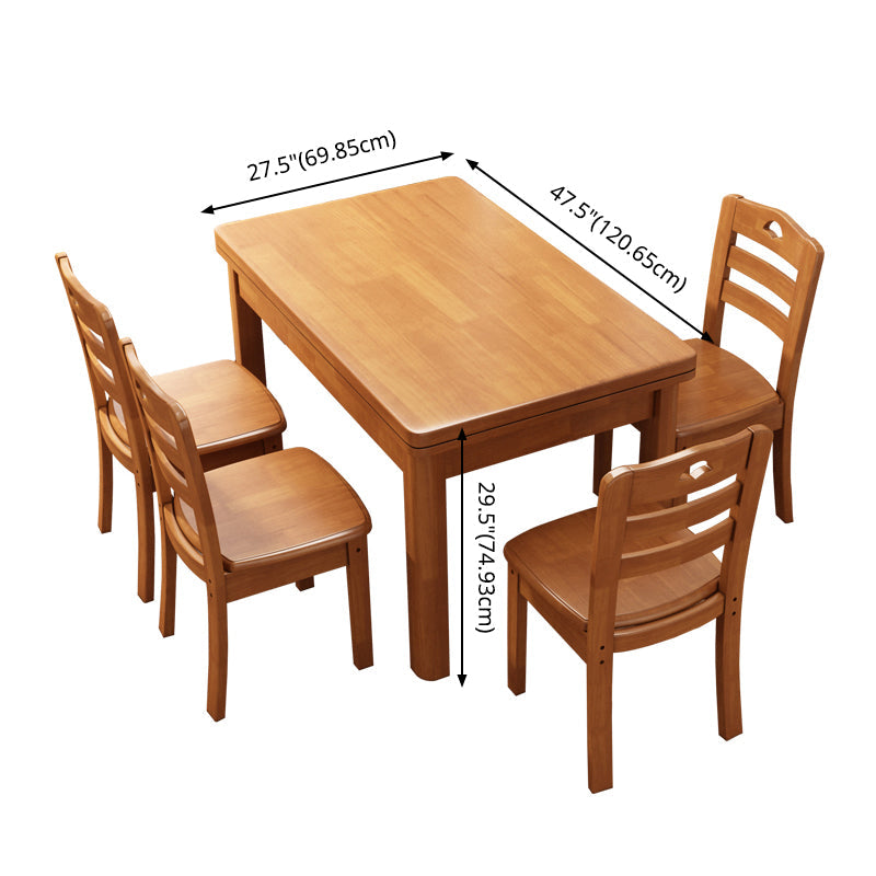 Contemporary Dining Table Sets with Solid Wood Dining Table and Chairs Clearhalo 'Dining Room Sets' 'Dining Tables & Seating' 'dining_room_set' 'furn' 'furn_dining_room_set' 'Furniture' 'furniture_dining_room_set' 'Kitchen & Dining Furniture' 'kitchen&dining_furn' 'kitchen' 3413819