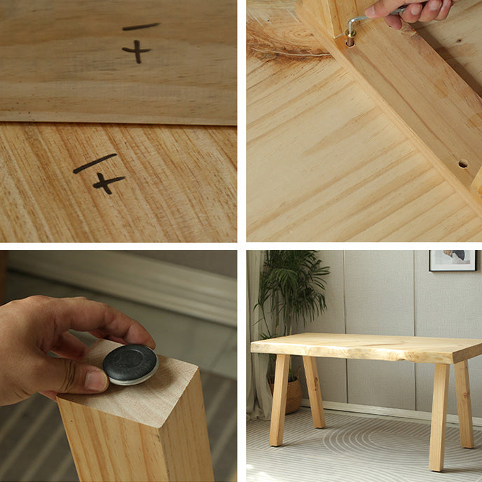 Contemporary Natural Standard Dining Set Solid Wood Kitchen Dining Set with 4 Legs Base Clearhalo 'Dining Room Sets' 'Dining Tables & Seating' 'dining_room_set' 'furn' 'furn_dining_room_set' 'Furniture' 'furniture_dining_room_set' 'Kitchen & Dining Furniture' 'kitchen&dining_furn' 'kitchen' 3413828