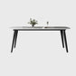 Contemporary Style Marble Dining Set with White Table and 4 Black Legs Base for Home Use Clearhalo 'Dining Room Sets' 'Dining Tables & Seating' 'dining_room_set' 'furn' 'furn_dining_room_set' 'Furniture' 'furniture_dining_room_set' 'Kitchen & Dining Furniture' 'kitchen&dining_furn' 'kitchen' 3413839