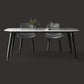 Contemporary Style Marble Dining Set with White Table and 4 Black Legs Base for Home Use Clearhalo 'Dining Room Sets' 'Dining Tables & Seating' 'dining_room_set' 'furn' 'furn_dining_room_set' 'Furniture' 'furniture_dining_room_set' 'Kitchen & Dining Furniture' 'kitchen&dining_furn' 'kitchen' 3413840