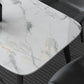 Contemporary Style Marble Dining Set with White Table and 4 Black Legs Base for Home Use Clearhalo 'Dining Room Sets' 'Dining Tables & Seating' 'dining_room_set' 'furn' 'furn_dining_room_set' 'Furniture' 'furniture_dining_room_set' 'Kitchen & Dining Furniture' 'kitchen&dining_furn' 'kitchen' 3413841