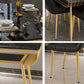 Contemporary Style Marble Table with White Table and 4 Gold Legs Base for Home Use Clearhalo 'Dining Room Sets' 'Dining Tables & Seating' 'dining_room_set' 'furn' 'furn_dining_room_set' 'Furniture' 'furniture_dining_room_set' 'Kitchen & Dining Furniture' 'kitchen&dining_furn' 'kitchen' 3413869