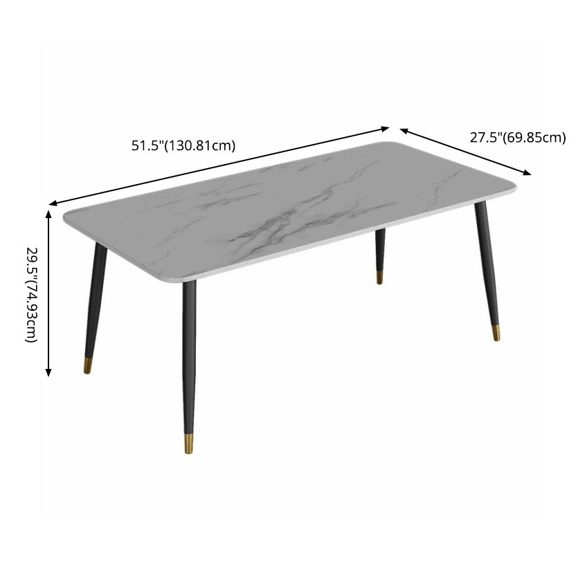 Modern Style Sintered Stone Dining Set with Standard Height Table and 4 Black Legs Base Clearhalo 'Dining Room Sets' 'Dining Tables & Seating' 'dining_room_set' 'furn' 'furn_dining_room_set' 'Furniture' 'furniture_dining_room_set' 'Kitchen & Dining Furniture' 'kitchen&dining_furn' 'kitchen' 3413899