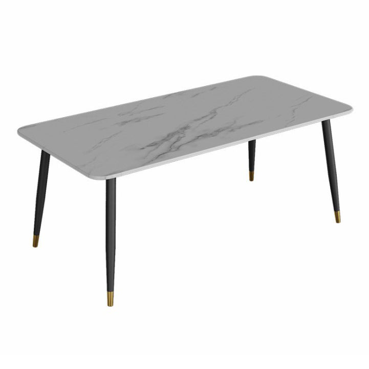 Modern Style Sintered Stone Dining Set with Standard Height Table and 4 Black Legs Base Clearhalo 'Dining Room Sets' 'Dining Tables & Seating' 'dining_room_set' 'furn' 'furn_dining_room_set' 'Furniture' 'furniture_dining_room_set' 'Kitchen & Dining Furniture' 'kitchen&dining_furn' 'kitchen' 3413904