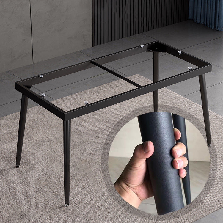 Modern Sintered Stone White Dining Set with Rectangle Table and Black Legs Dining Set Clearhalo 'Dining Room Sets' 'Dining Tables & Seating' 'dining_room_set' 'furn' 'furn_dining_room_set' 'Furniture' 'furniture_dining_room_set' 'Kitchen & Dining Furniture' 'kitchen&dining_furn' 'kitchen' 3413912